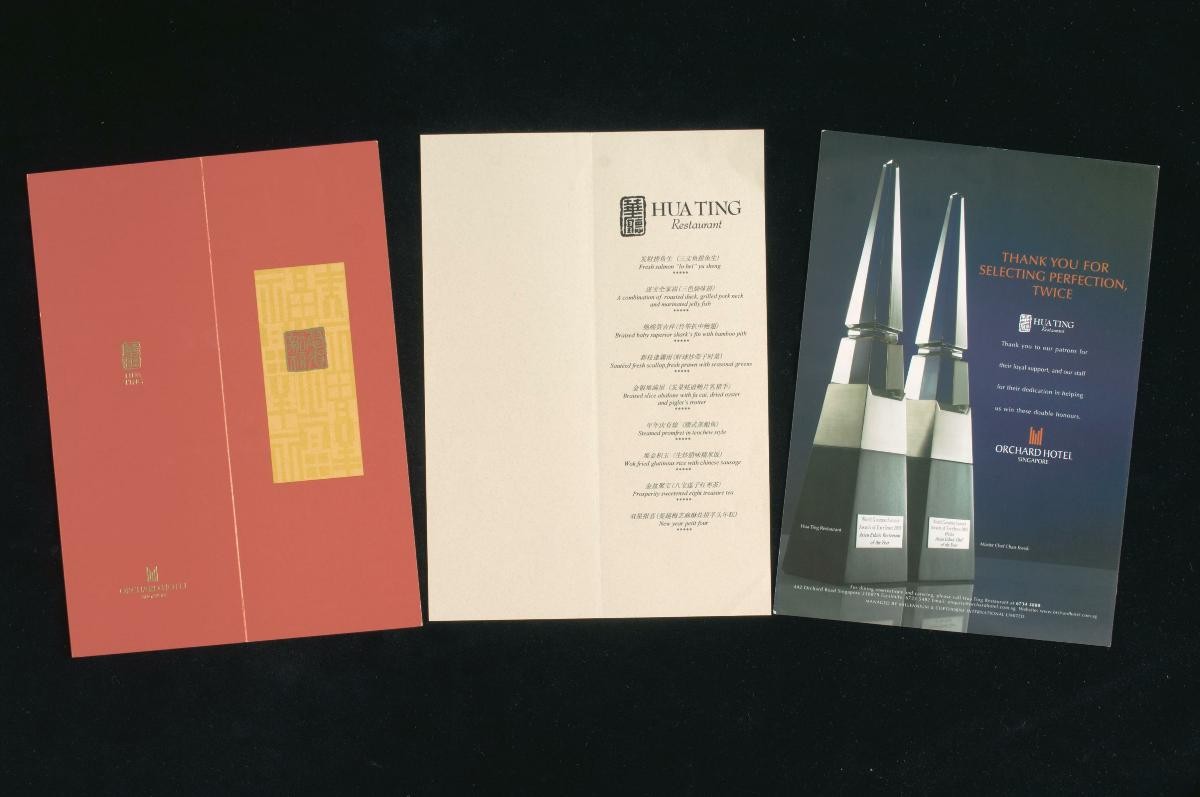 Menus and poster from Hua Ting Restaurant