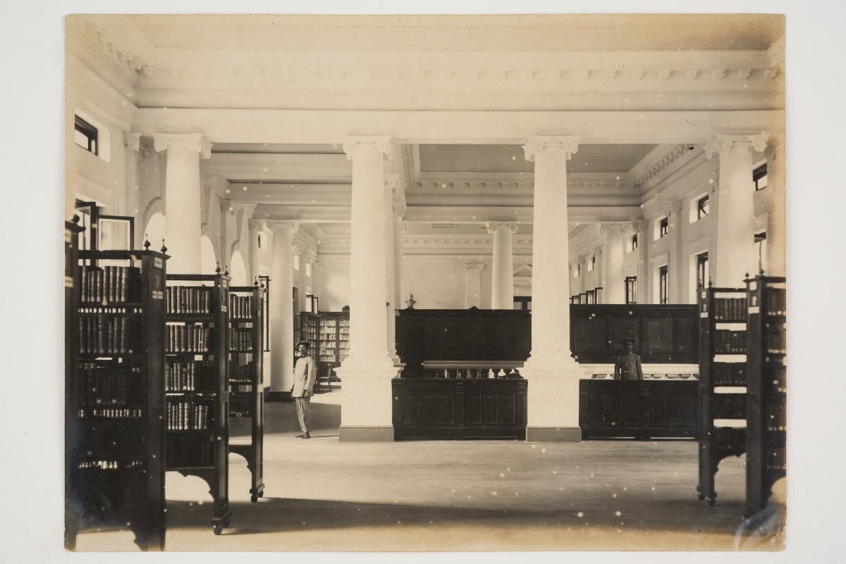 Collection of books at the Raffles Library and Museum