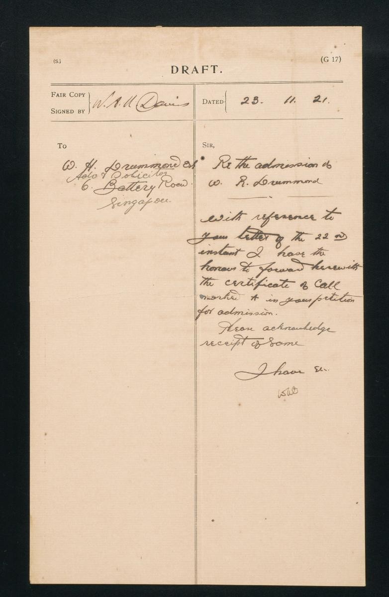 Draft of a letter to William Herbert Drummond