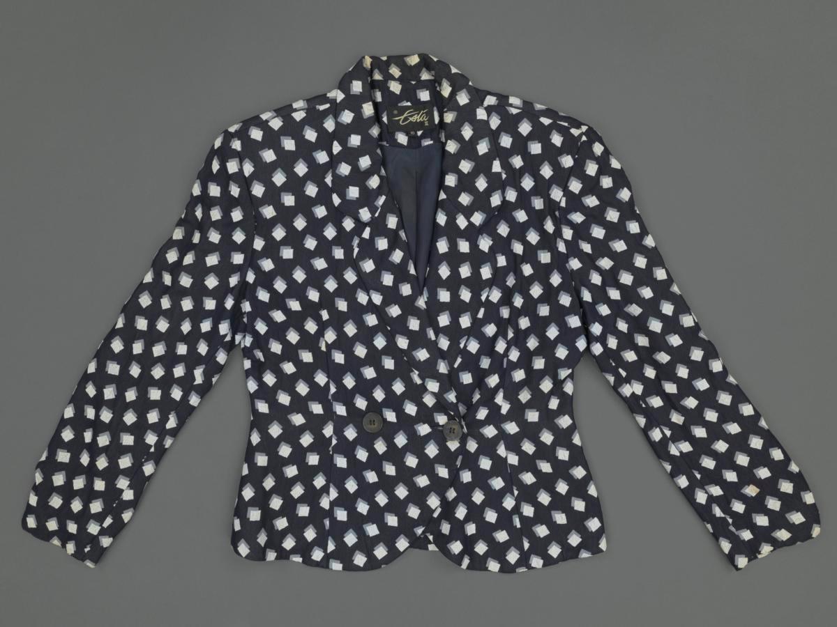 Esta black jacket with graphic square motifs
