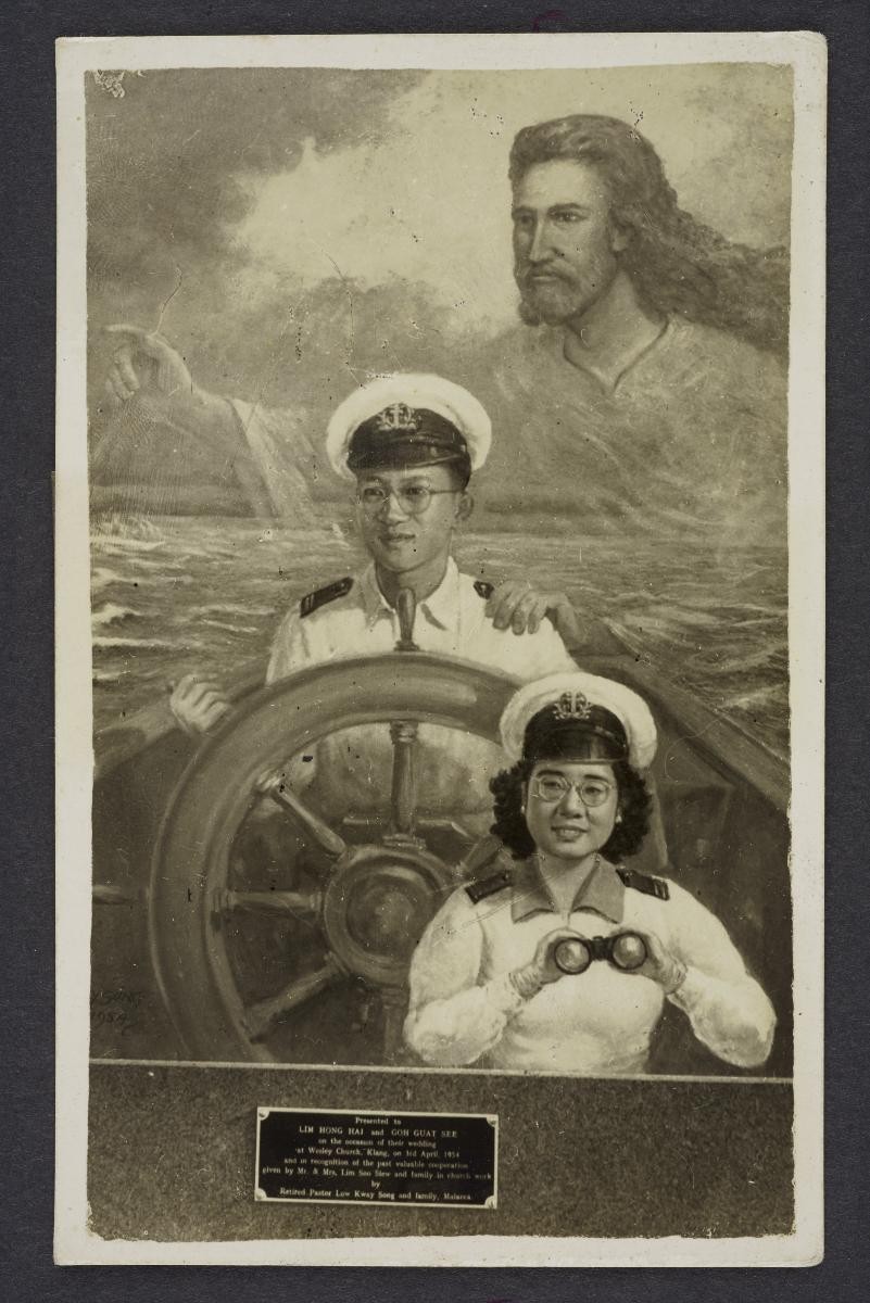 Photograph of Low Kway Song’s painting of Jesus and two sailors