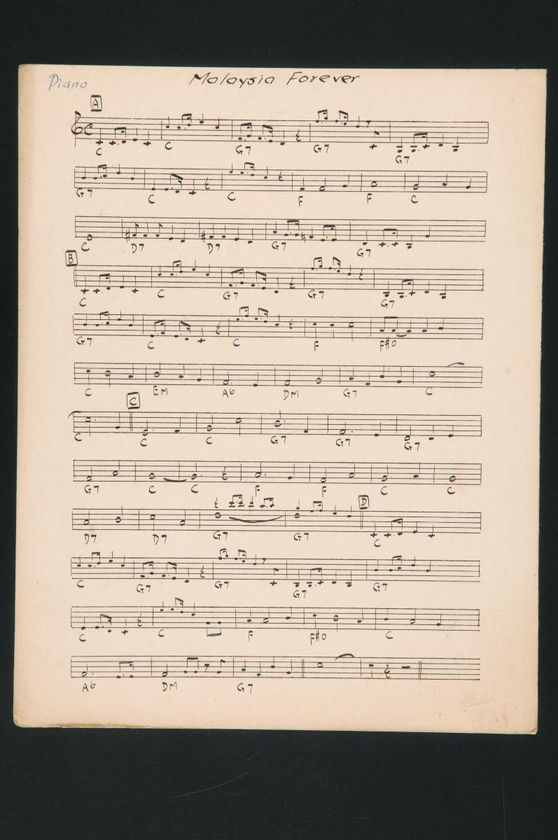 'Malaysia Forever' music score