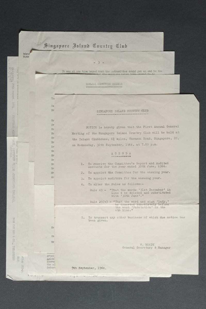 Singapore Island Country Club documents