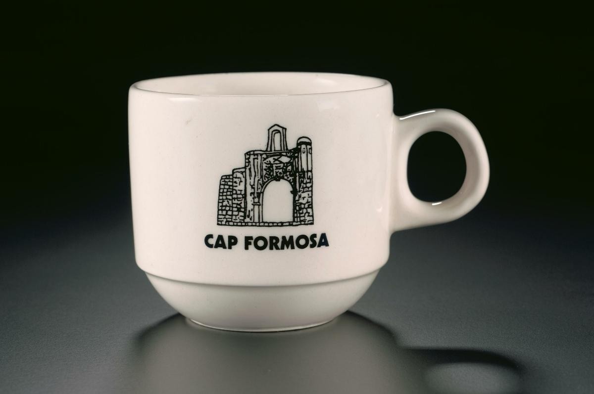 Porcelain cup with ‘Cap Formosa’ logo