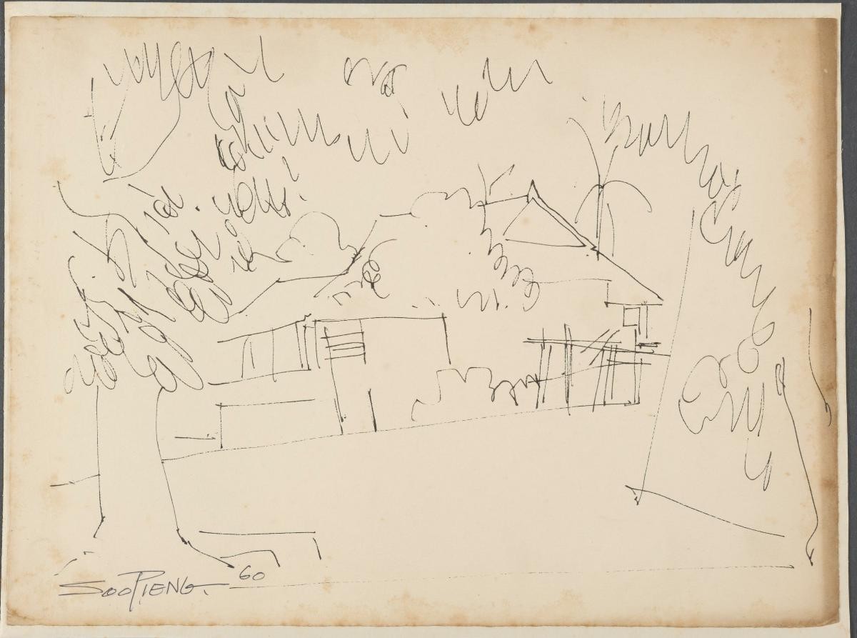 Untitled (View of House between Trees)