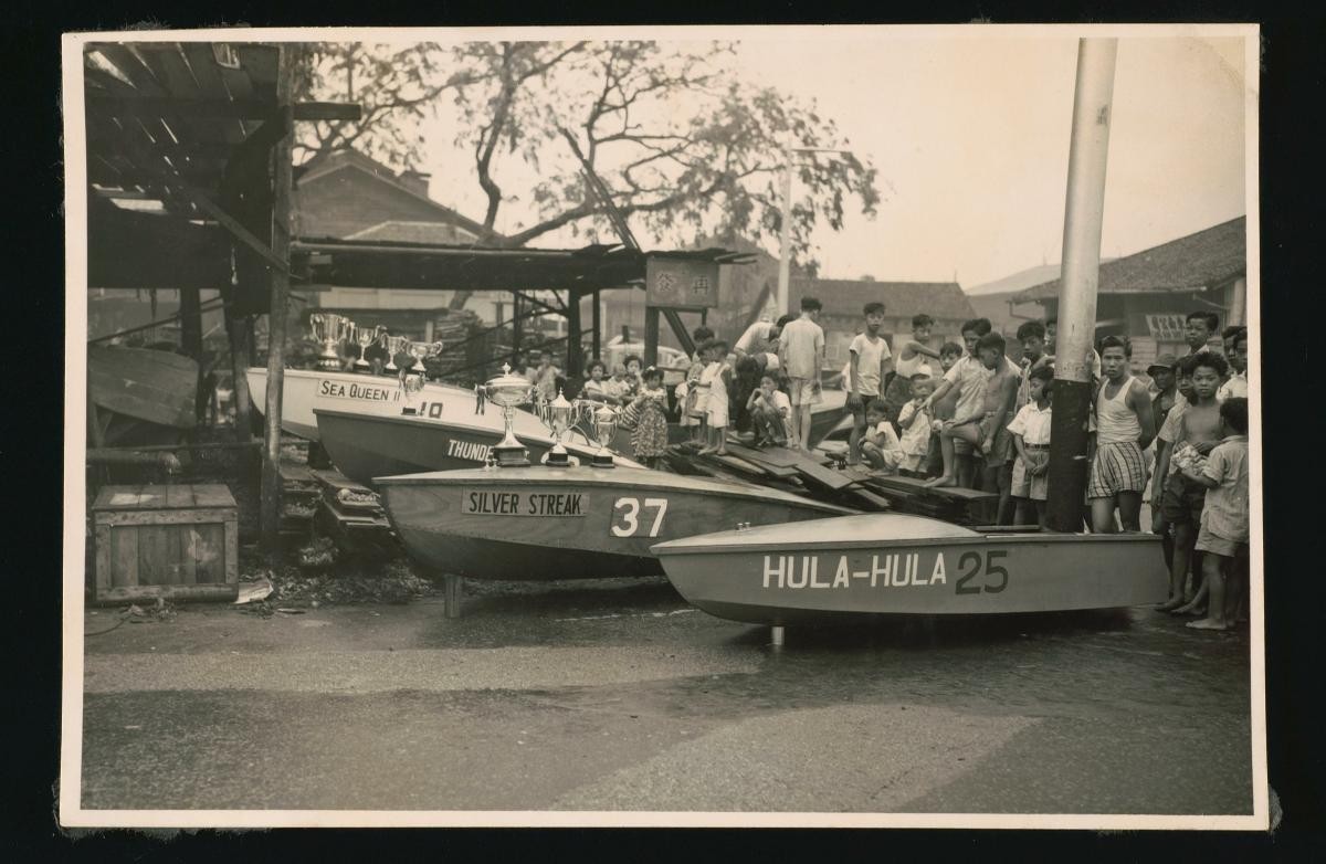 A scene at the first Singapore Outboard Regatta held at Pasir Panjang