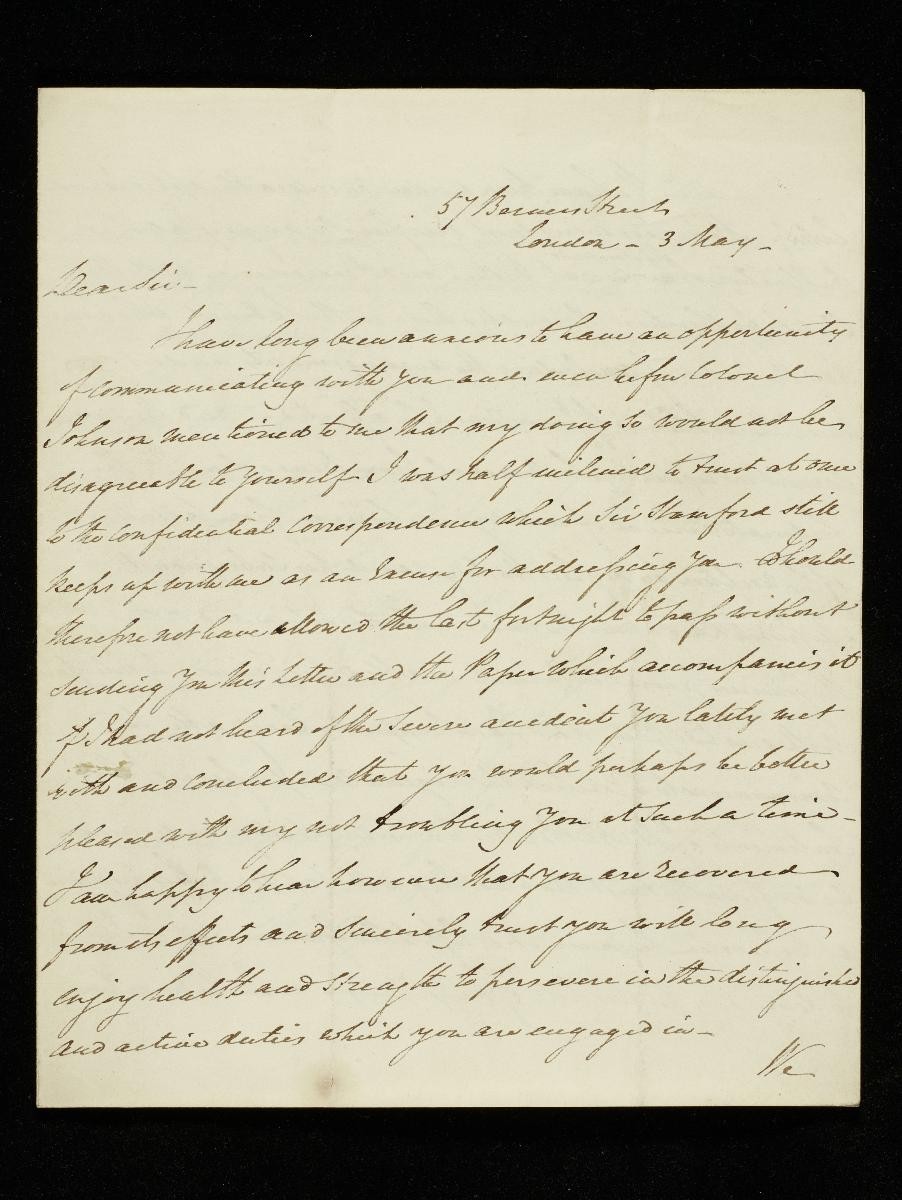 Letter from Charles Assey to Sir Thomas Stamford Raffles