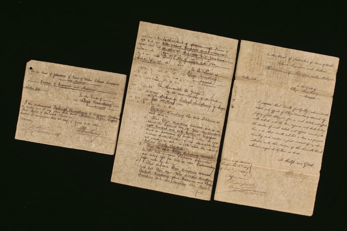 A set of documents concerning the administration of the estate of Eliza Armstrong