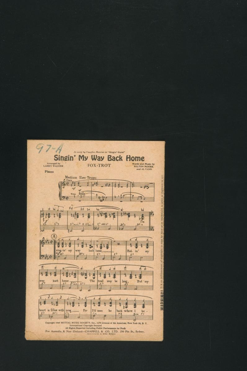 ‘Singin' My Way Back Home’ music score