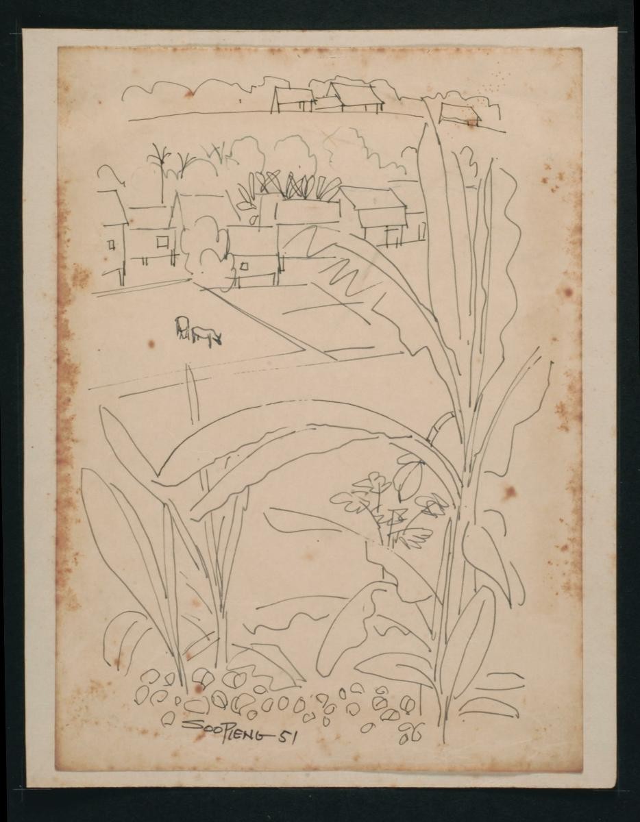 Untitled (View of Padi Field with Two Buffaloes from Hilltop)